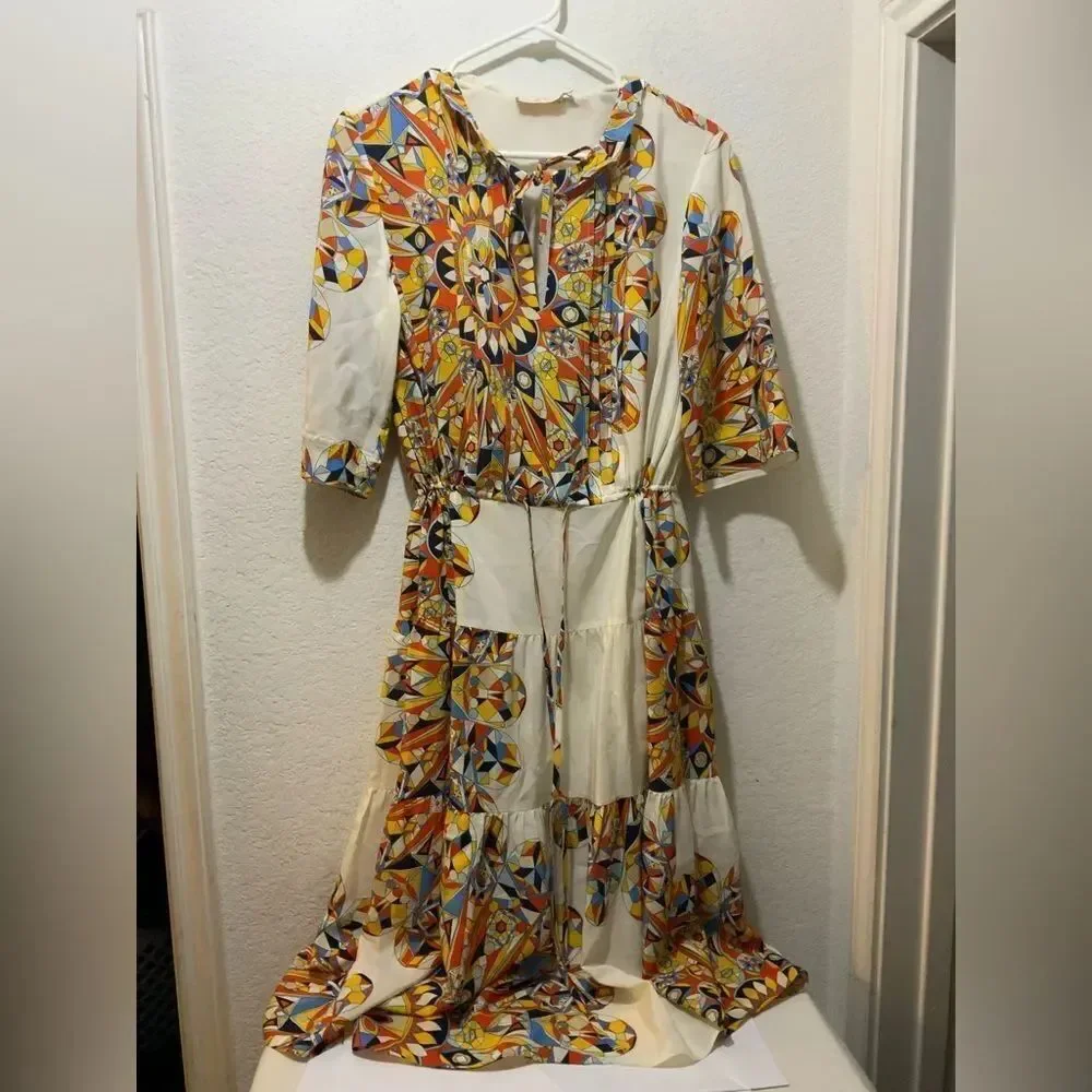 Tory Burch Arabella Psychedelic Silk Dress Sz small